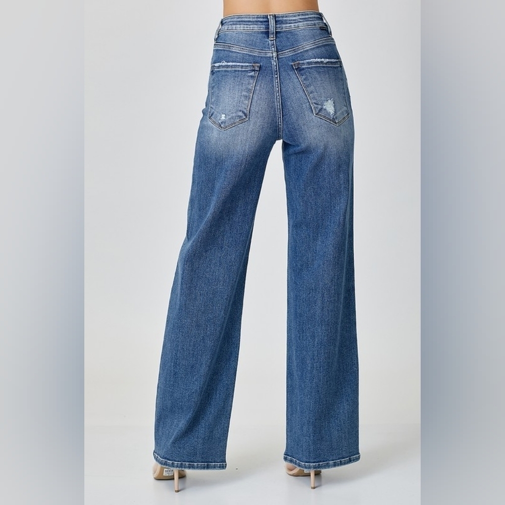 RISEN High Rise Wide Leg Jeans Retro Relaxed Longer Inseam Various NEW - Picture 7 of 9